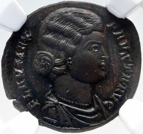ファウスタ コンスタンティヌス大帝の妻 本物の古代ローマコイン NGC Ch AU i82857|WORLD RESOURCE【QUEEN店】