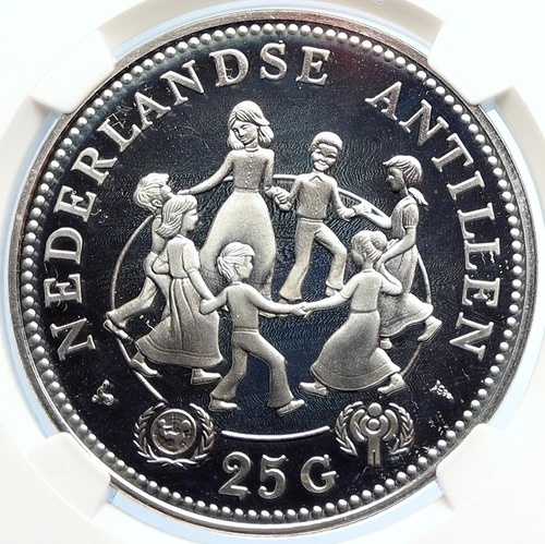 1979年 オランダ領アンティル諸島 ジュリアナ女王 プルーフ銀貨 25グルデン NGC i105707|WORLD RESOURCE【QUEEN店】