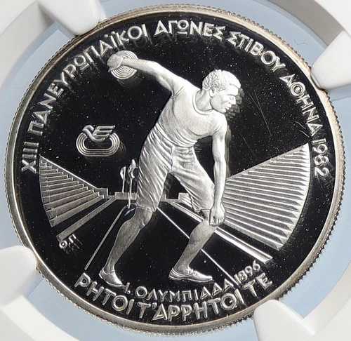 1982年 ギリシャ パン・ヨーロピアン競技大会 陸上競技 プルーフ 銀貨 250ドラク NGC i105915｜WORLD RESOURCE【QUEEN店】