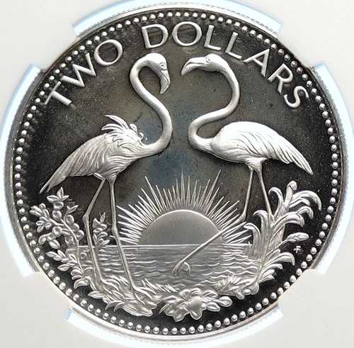 1978年 バハマ諸島 フラミンゴ2羽 オールドプルーフ シルバー2ドルコイン NGC i106376｜WORLD RESOURCE【QUEEN店】