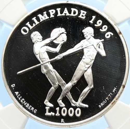 1995R サンマリノ イタリア アトランタ 96 オリンピック PRF シルバー 1000 リラ コイン NGC i97532|WORLD RESOURCE【QUEEN店】