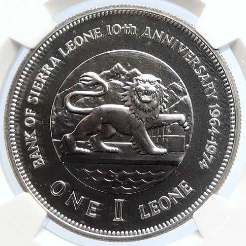 1974年 シエラレオネ 西アフリカ シアカ・スティーブンス博士 銀行プルーフ銀貨 NGC i105820|WORLD RESOURCE【QUEEN店】