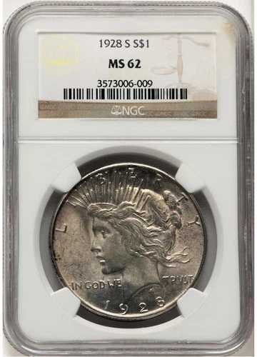 希少 1928-S ピース銀貨 $1 NGC MS62 サンフランシスコ米国コイン｜WORLD RESOURCE【QUEEN店】 176,000円
