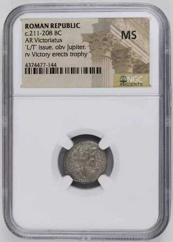 紀元前208-211年 ローマ共和国 AR Victoriatus NGC Ancients MS｜WORLD RESOURCE【QUEEN店】