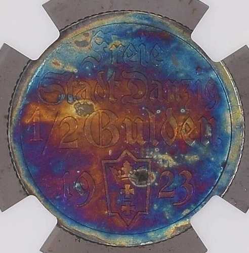 1923年 ダンジグ 1/2 グルデン NGC AU 詳細: 人工調色*- 149,050円