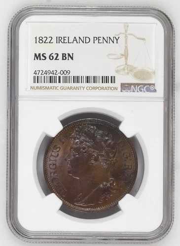 アイルランド ジョージ4世 ペニー 1822 NGC MS62 BN