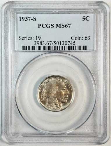 1937 S バッファローニッケル PCGS MS-67 PQ! + 光沢!｜WORLD RESOURCE【QUEEN店】 177,650円