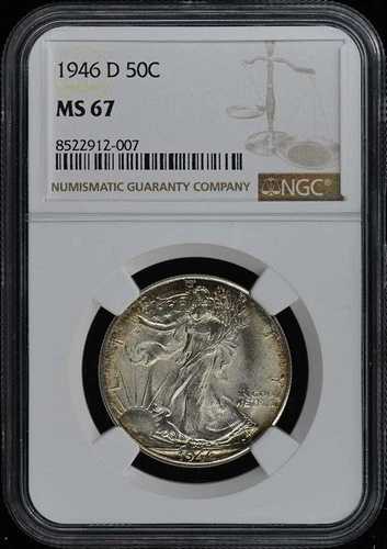 1946-D ウォーキング・リバティ・ハーフダラー 50セント NGC MS67