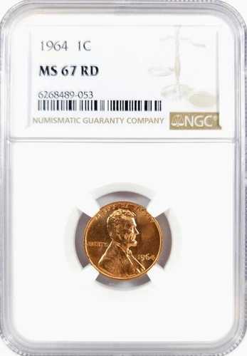 1964 年リンカーン記念セント 1 セント - NGC MS67RD レッド - このグレードでは珍しい!! 178,200円