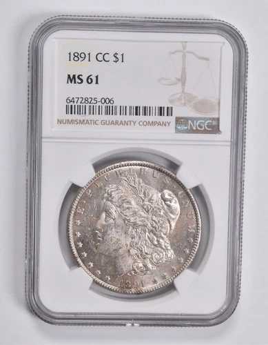 MS61 1891-CC モルガン銀貨 NGC *3716