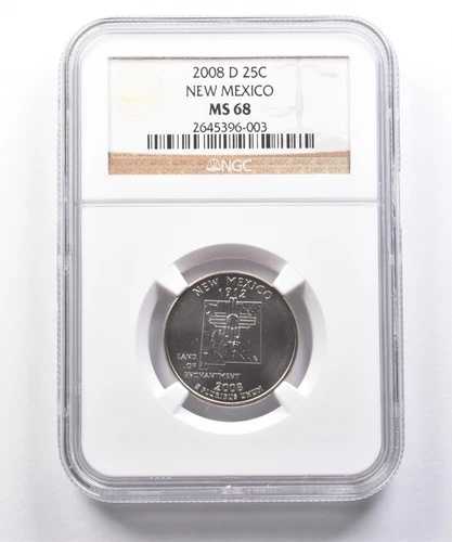 2008-D ワシントン州クォーター ニューメキシコ MS68 NGC *7319