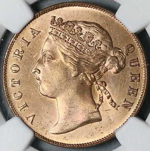 1888 NGC MS 64 RD モーリシャス 5セント ビクトリア レッドコイン POP 3/0 (21110501C)