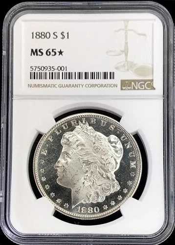 1880年 アメリカ モルガン シルバー ドル 1ドル コイン NGC ミント ステート 65* スター