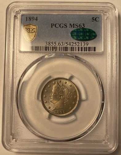 1894年製リバティVニッケル、PCGS MS63 CAC、グレード不足の模様 178,200円