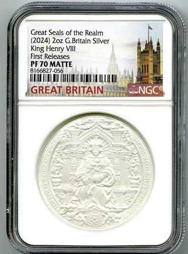 2024年 2オンス 英国 シルバー プルーフ NGC PF70 ヘンリー王 国璽