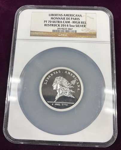 2014 NGC PF70UCAM リベルタス・アメリカーナ ハイレゾ 5オンス シルバー リストライク モネ・パリ