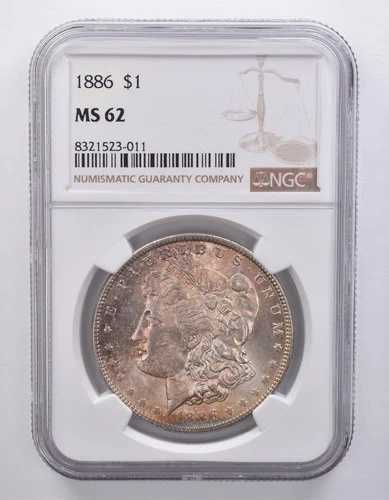 1886年 モルガン銀貨 MS62 NGC 美しいトーン *7154｜WORLD RESOURCE【QUEEN店】