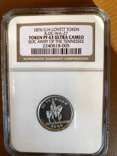 1876年 RULAU DC-WA-27 テネシー軍 南軍 トークン NGC PR 63 ウルトラカメオ