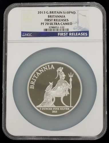 2013年 イギリス S10PND ブリタニア ファーストリリース NGC PF70UCAM 5オンス シルバーコイン