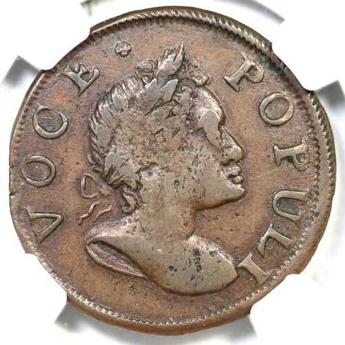 1760 N-2 R-4 NGC AU 50 No P Voce Populi ハーフペニー コロニアルコイン 1/2P