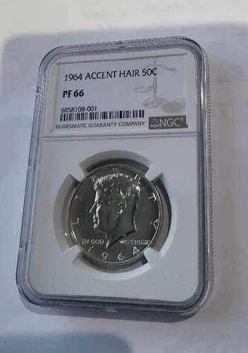 1964年 プルーフ ケネディ ハーフドル 50セント アクセントヘア NGC 証明書 PF 66