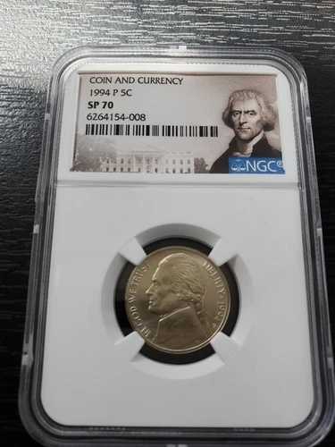 1994年 P NGC SP70 マットプルーフ仕上げ ジェファーソンニッケル コインと通貨セットより