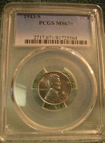 1943年 S スチールセント MS67plus PCGS 1C リンカーンペニー ほぼトップポップ レア 67plus