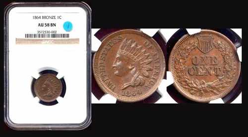 1864 1C-NGC AU58BN- 光沢のある光沢のある美しい外観|WORLD RESOURCE【QUEEN店】