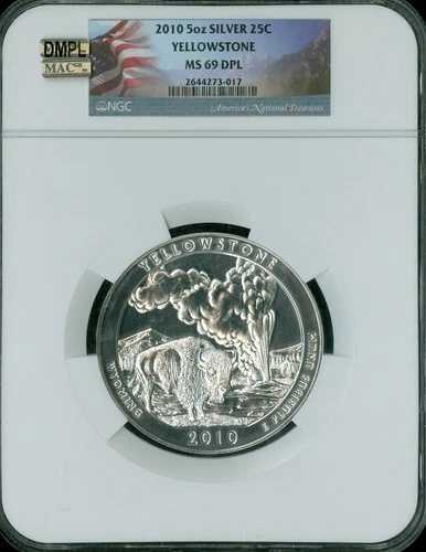 2010 イエローストーンパーク 5 オンス シルバー クォーター NGC MS69 DPL MAC スポットレス POP 96 。｜WORLD RESOURCE【QUEEN店】