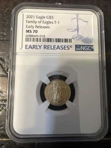 2021年 イーグル G$5 PF 70 ウルトラカメオ T-1 イーグルファミリー 1/10オンス 金貨 モイ NGC|WORLD RESOURCE【QUEEN店】