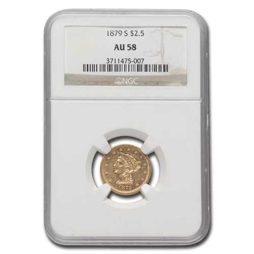 1879-S $2.50 リバティゴールドクォーターイーグル AU-58 NGC 179,300円