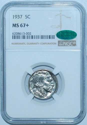 1937 NGC MS67+ CAC バッファローニッケル