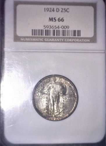 1924年 D自由の女神立像クォーター、NGC MS66、発行無料-