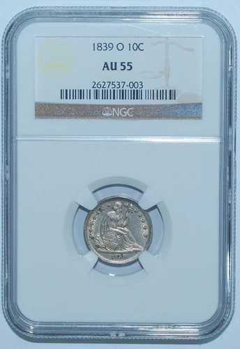 1839 O NGC AU55 自由の女神像ダイム