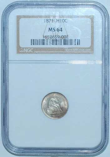 1871年 NGC MS64 FS-301 MPD 紛失日付 自由の女神像 ハーフダイム|WORLD RESOURCE【QUEEN店】