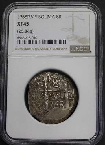 1768年 ポトシ 8レアル コブ NGC XF45 ボリビア チャールズ3世 鑑定士 V-Y シルバー コロニアル|WORLD RESOURCE【QUEEN店】