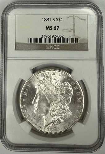 1881年 S モーガン銀貨 $1 NGC MS67 ??素晴らしい外観??