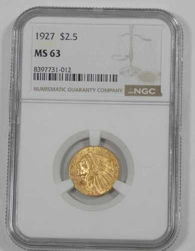 1927年 ゴールド インディアンヘッド 2.50ドル クォーターイーグル NGC MS 63認定
