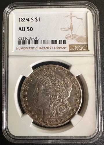 1894-S モルガン銀貨 NGC AU-50、低鋳造枚数セミキーデートコイン 180,400円