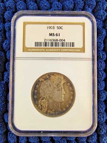 1903年バーバーハーフダラー - NGC MS 61 - 希少度 R-6.6 -現存人口- 250（MS 60 o.b）