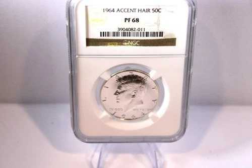 1964 年ケネディ ハーフ ダラー PF68 アクセント ヘア NGC 認定。