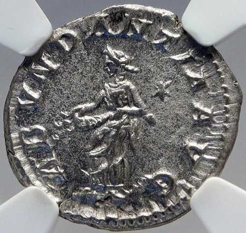 エラガバルス 本物 古代 220AD 銀ローマ貨幣 ABUNDANTIA NGC i82911