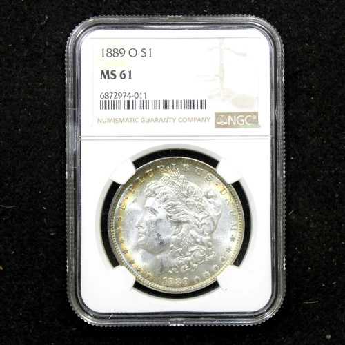 1889-O モーガン銀貨 - NGC MS 61 - 見事な虹色の緑青!!