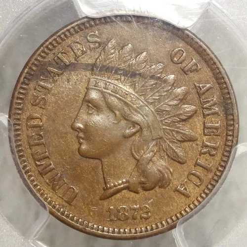 1872年インディアンセント、セミキーデート、PCGS AU-58、イーグルアイシール