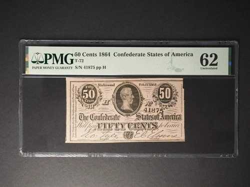 T-72 1864 PMG 62 50セント アメリカ連合国 *送料無料* G561 38,610円