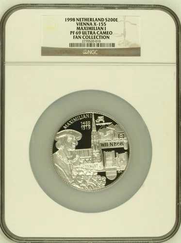 1998年 オランダ S200E シルバー 5オンス ウィーン マクシミリアン1世 NGC PF69UC バイメタリック｜WORLD RESOURCE【QUEEN店】 188,100円