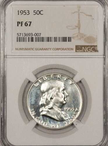 1953 NGC PF67 PR67 フランクリン ハーフダラー RED001 刻印入り リバースプルーフ VSS