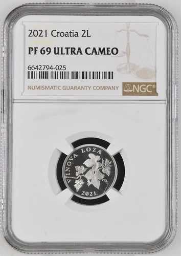 クロアチア コイン 2 リペ 2021 NGC PF 69 ウルトラ カメオ-