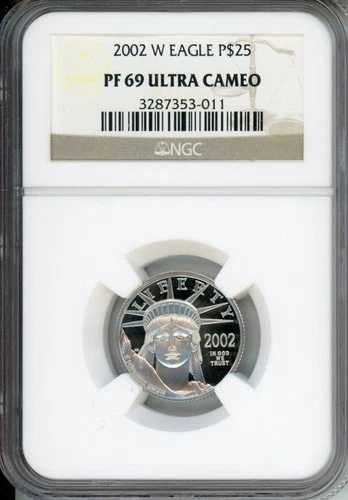 2002-W 25ドル 自由の女神像 プラチナイーグル NGC PR69 プルーフ PF69