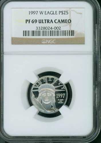 1997-W 25ドル 自由の女神像 プラチナ 1/4オンス NGC PR69 プルーフ PF69 初年度発行